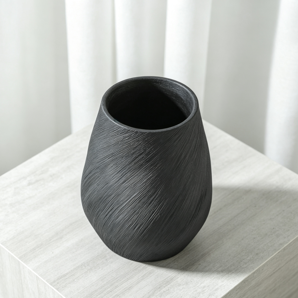 8" Black Modern Ceramic Minimalist Vase