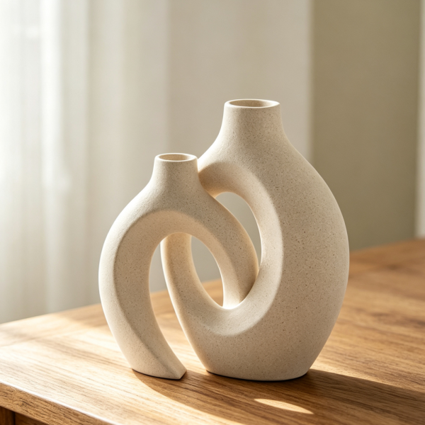 Set of 2 Milky White 6 3"x8 4" Nordic Boho Ceramic Vases